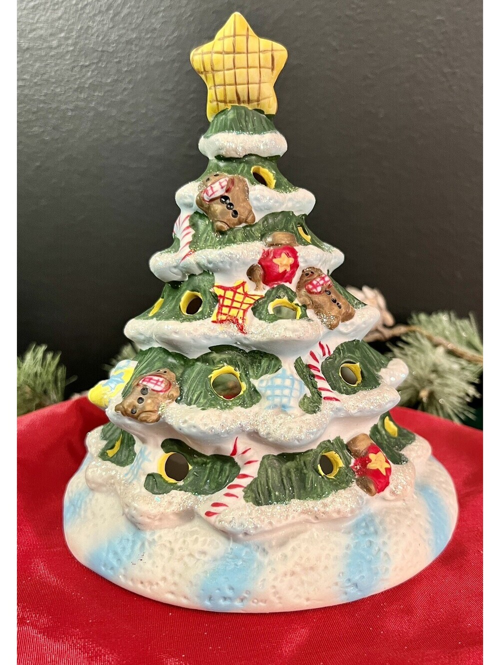 Vintage Vicky Howard Ceramic Christmas Tree  tea light Votive.